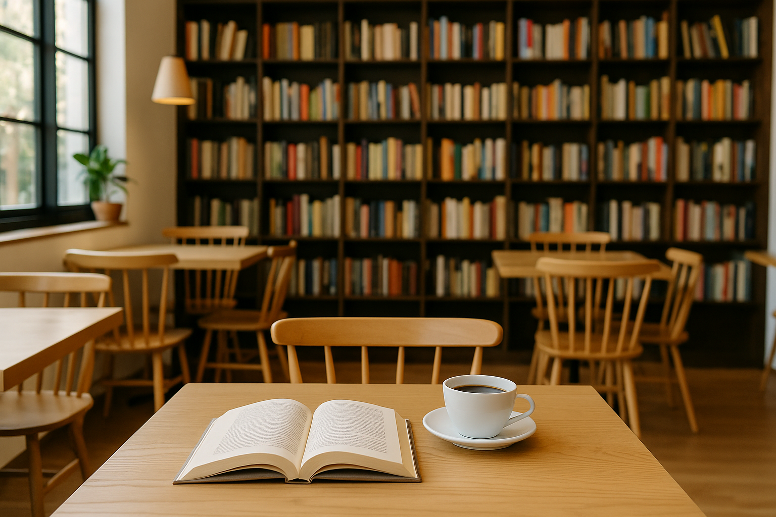 Cozy Café with Books and Coffee Cozy Café with Books and Coffee